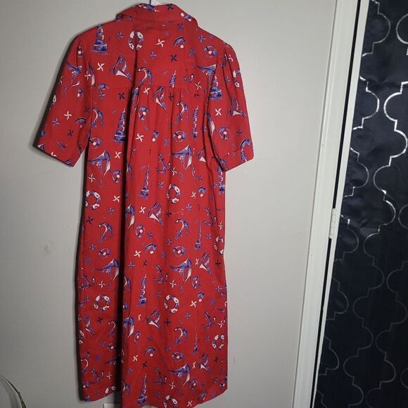 🌴National Since 1952 Vintage House Coat Red Nautical - Picture 3 of 7